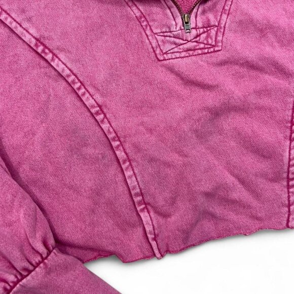 Urban Outfitters Out From Under Pink Vera‎ Quarter Zip Sweatshirt Cropped Small - Picture 3 of 6